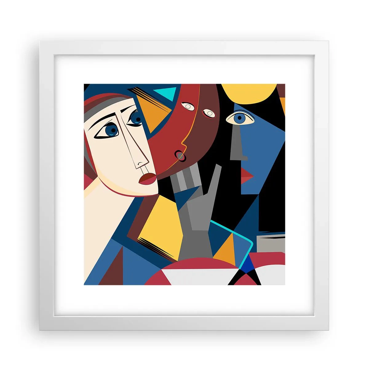 Poster in einem weißen Rahmen - Gespräch zwischen Kubisten - 30x30 cm