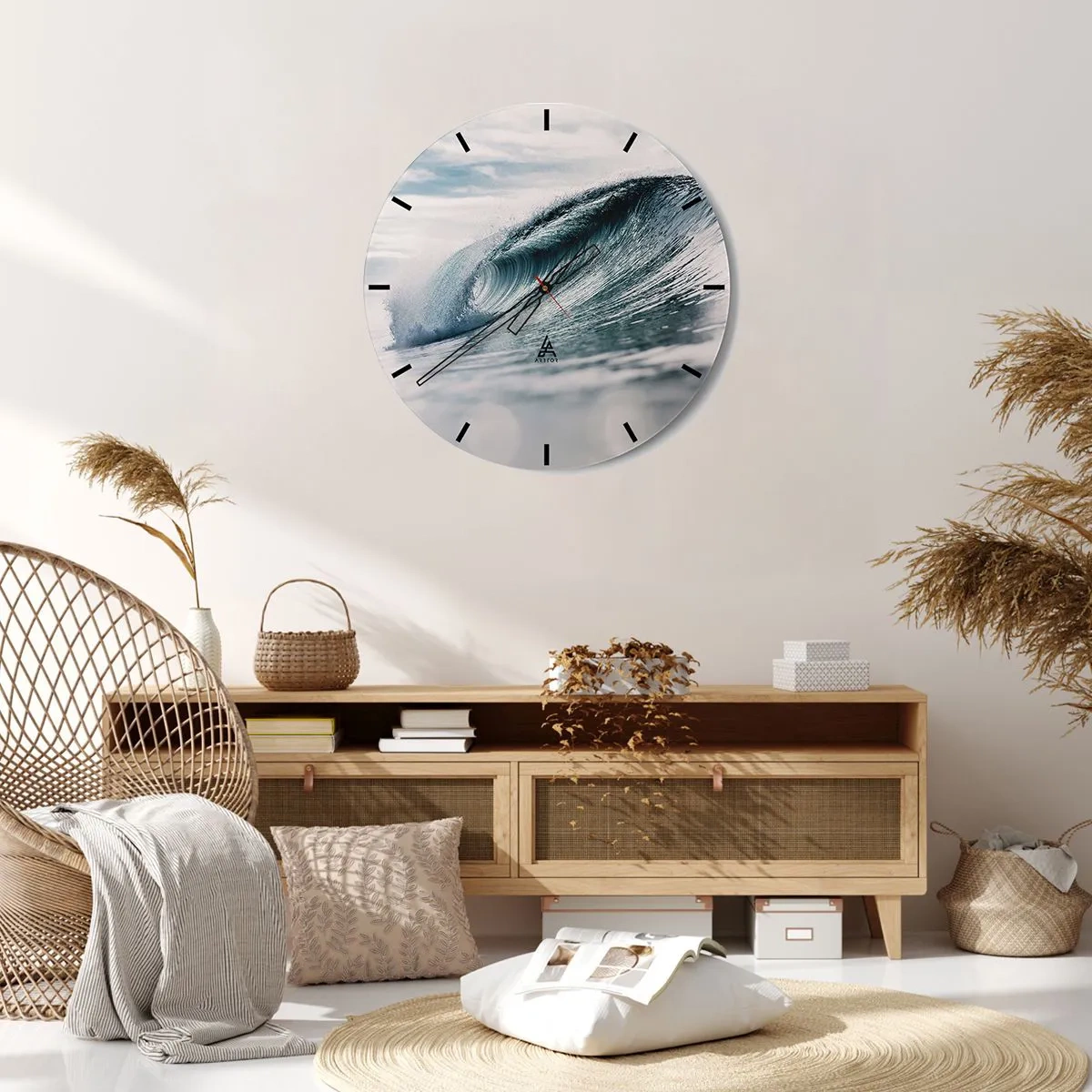 Wanduhr - Glasuhr - Eine dynamische Meereswelle, in Bewegung eingefangen - 30x30cm - Wasserspitze - Moderne Wanddekoration für Wohnzimmer, Küche und Schlafzimmer ARTTOR