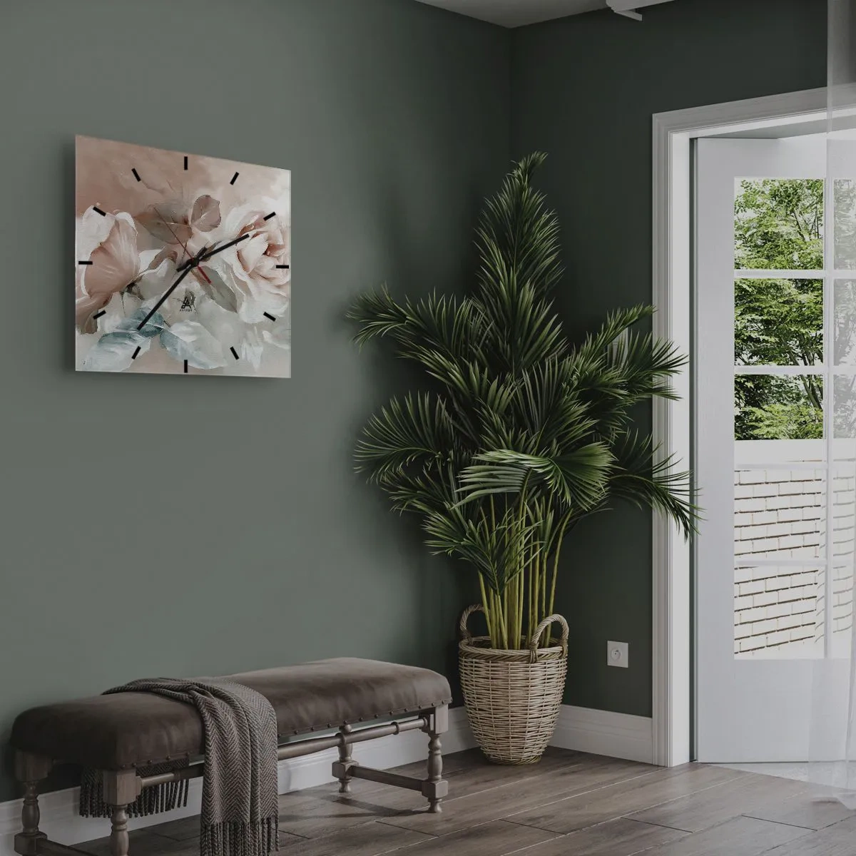 Wanduhr - Glasuhr - Geist der Romantik - 30x30 cm