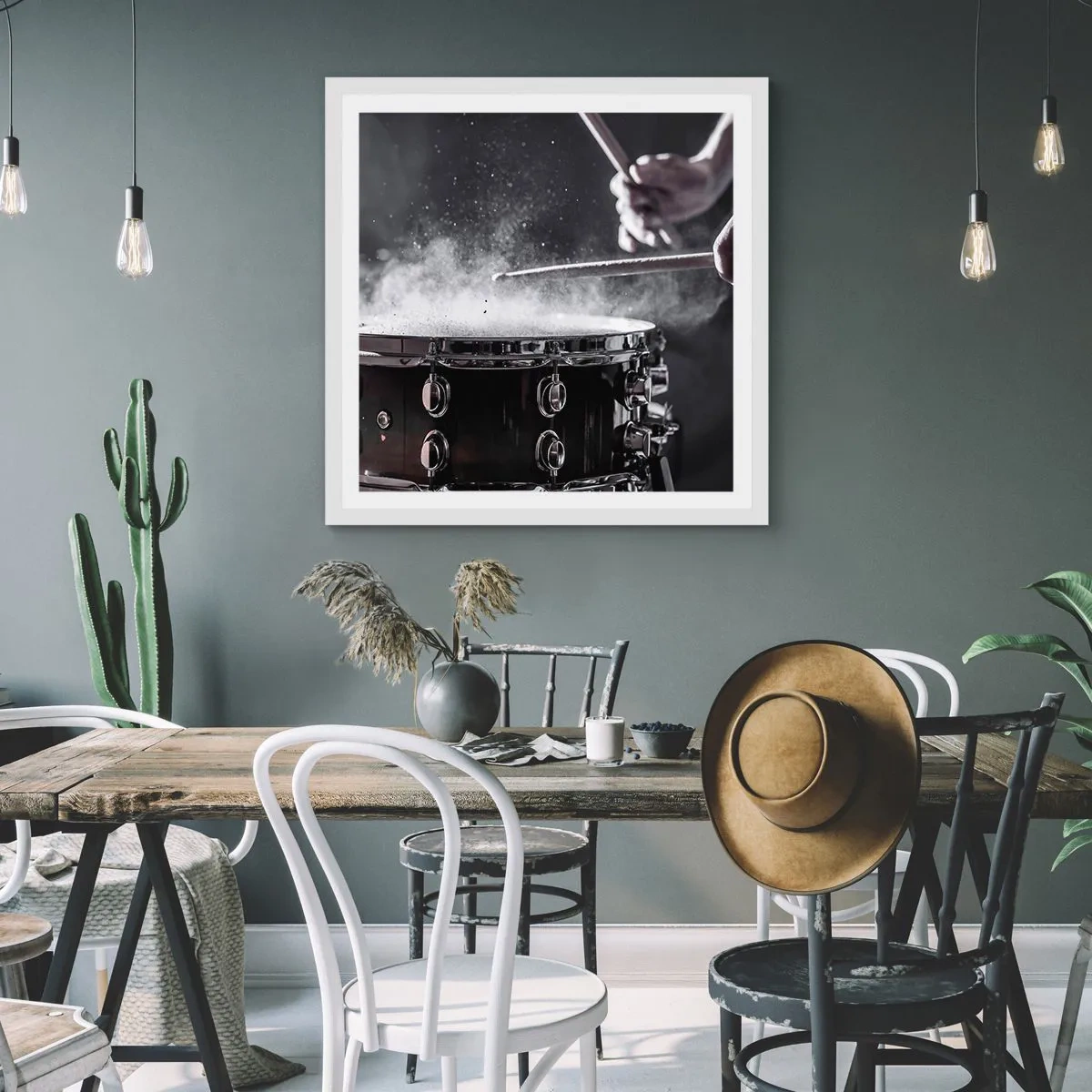 Poster in einem weißen Rahmen - Der Puls der Musik - 60x60 cm