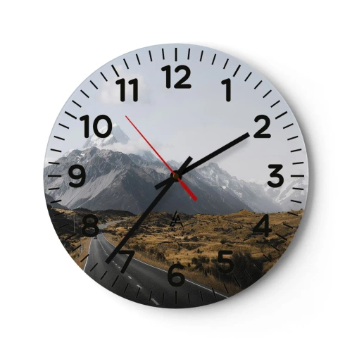 Wanduhr - Glasuhr - Der Weg ins Herz der Berge - 30x30 cm