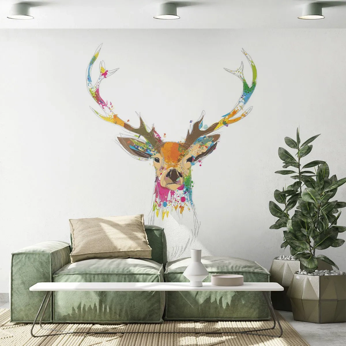 Fototapete Premium Sand - Ein mildes Reh in Farbe getaucht - Abstraktion, Tiere, Reh - 400x280 cm