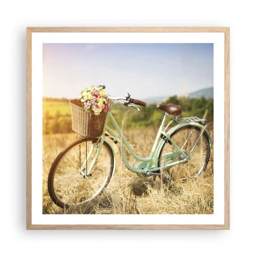 Poster in einem Rahmen aus heller Eiche - Ich bleibe eine Weile hier - 60x60 cm