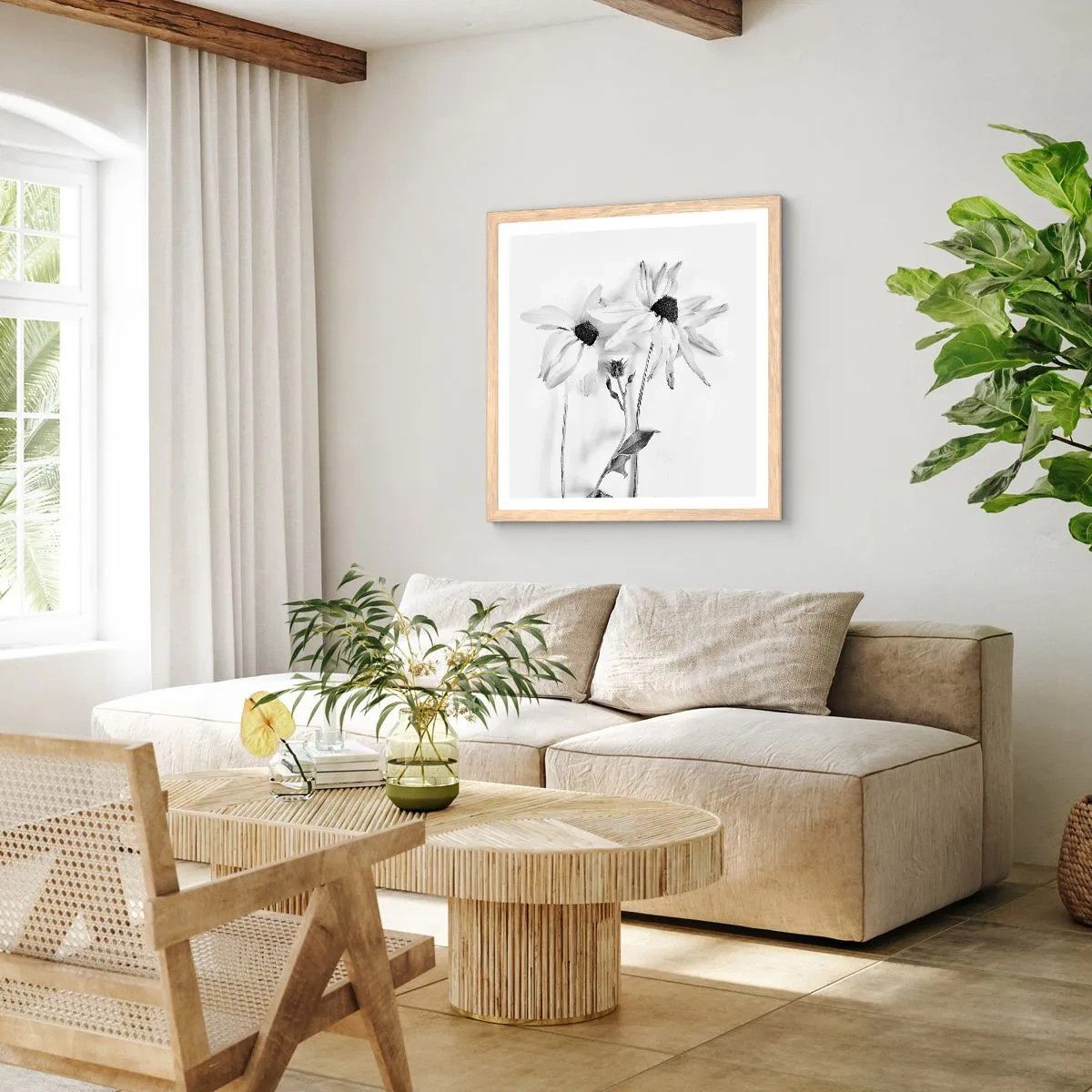 Poster in einem Rahmen aus heller Eiche - Niemand will allein sein - 40x40 cm