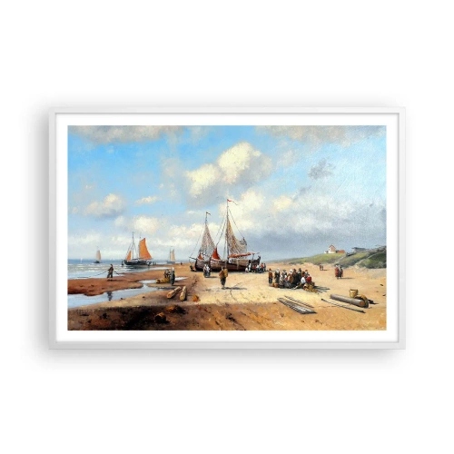 Poster in einem weißen Rahmen - Nach einem erfolgreichen Fischfang - 91x61 cm