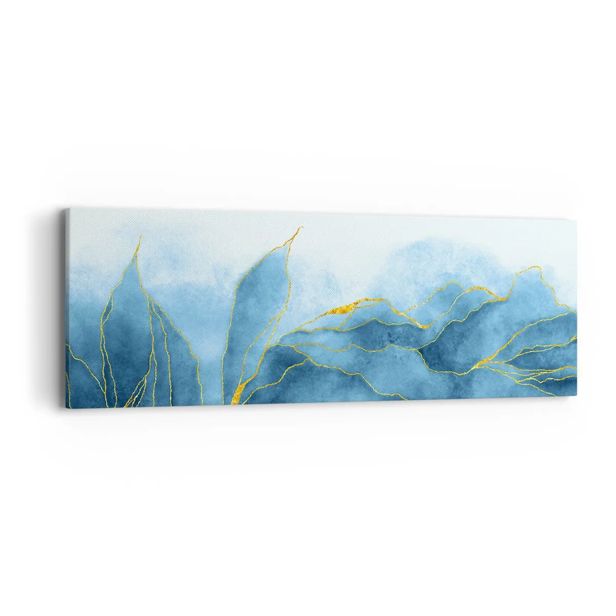 Bild auf Leinwand - Leinwandbild - Blau im Gold - 90x30 cm