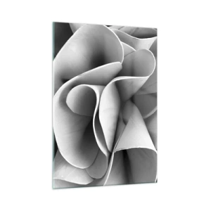 Glasbild - Bild auf glas - Schwarz-Weiß-Nahaufnahme abstrakter Spiralformen - 50x70cm - Es passiert im Weltraum - Moderne Wanddekoration für Wohnzimmer und Schlafzimmer ARTTOR