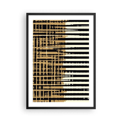 Poster in einem schwarzem Rahmen - Geometrisches Muster mit Linien und warmen Farben - 50x70cm - Architektonische Abstraktion - Moderne Wanddekoration für Wohnzimmer und Schlafzimmer ARTTOR