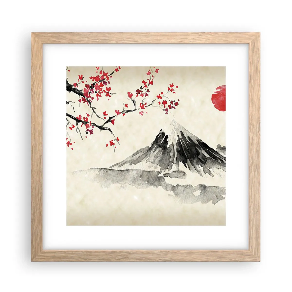 Poster in einem Rahmen aus heller Eiche - Liebe Japan - 30x30 cm