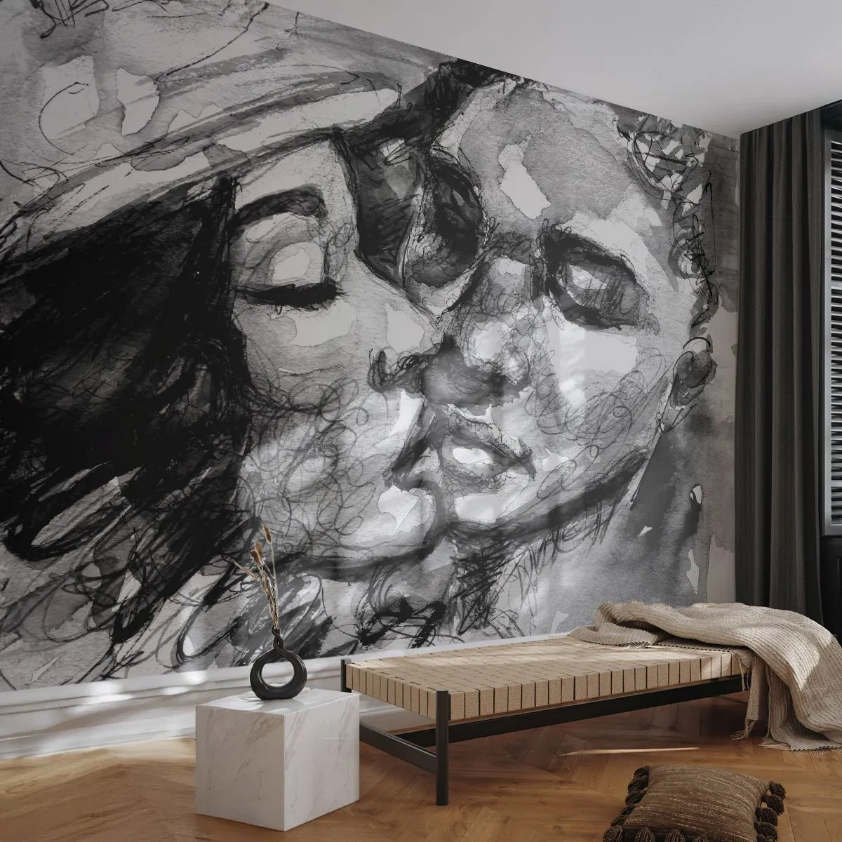 Fototapete Premium Canvas - Zärtlicher Moment - Küsse, Liebe, Liebhaber - 250x175 cm