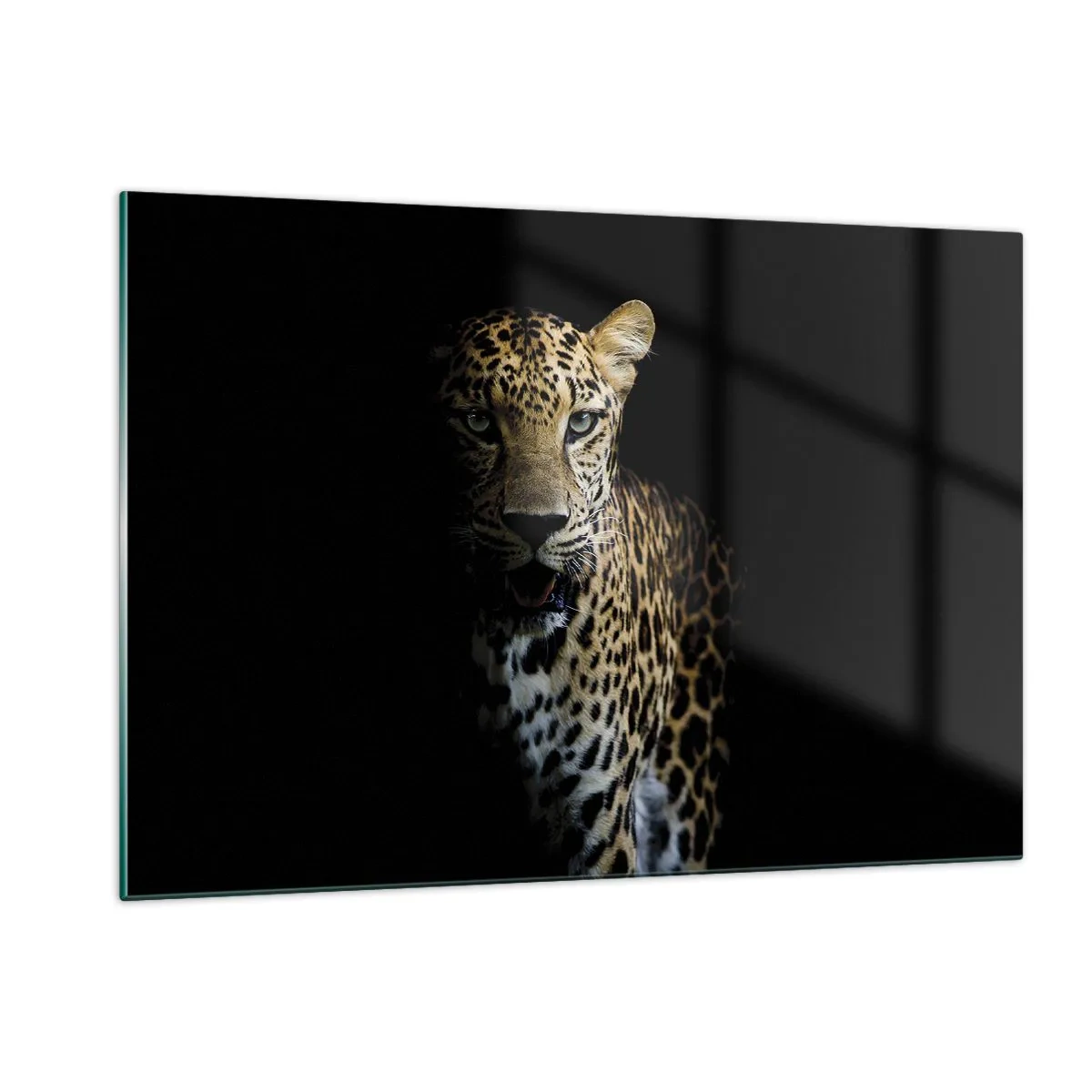 Glasbild - Bild auf glas - Löwe im Schatten - 120x80cm - Dunkle Schönheit - Moderne Wanddekoration für Wohnzimmer und Schlafzimmer ARTTOR