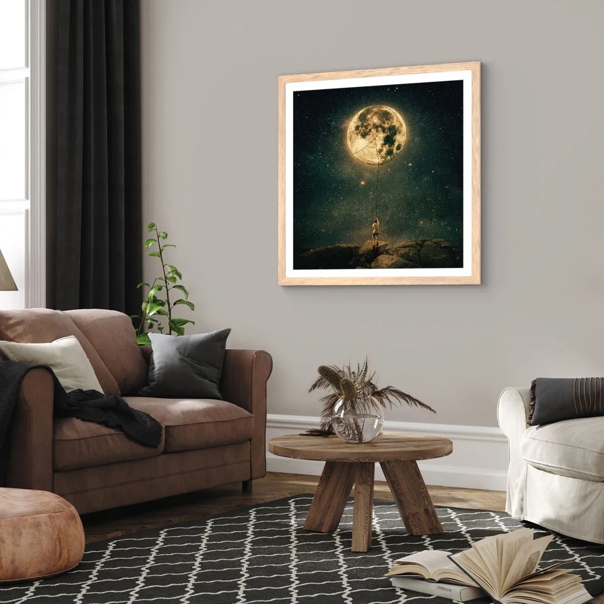 Poster in einem Rahmen aus heller Eiche - Der Mann, der den Mond gestohlen hat - 50x50 cm