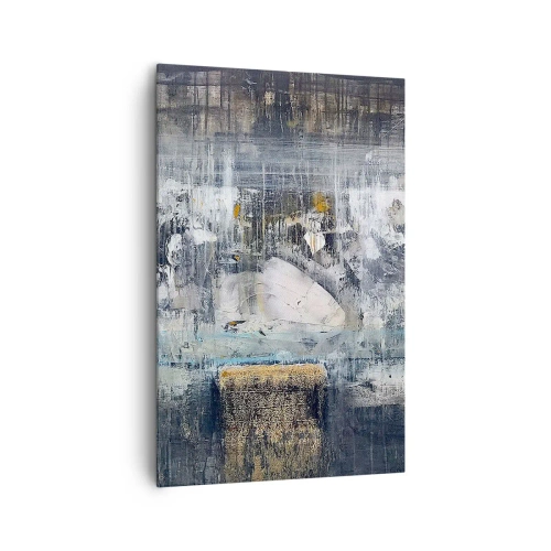 Bild auf Leinwand - Leinwandbild - Abstrakte Komposition in kühlen Tönen - 80x120cm - Wie auf Eis, wie nach Dezember - Moderne Wanddekoration für Wohnzimmer und Schlafzimmer ARTTOR