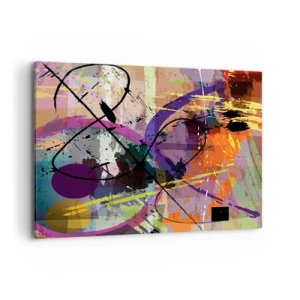 Bild auf Leinwand - Leinwandbild - Ein farbenfrohes abstraktes Muster mit dynamischen Linien und Formen. - 120x80cm - Du kannst geradeaus oder umhergehen - Moderne Wanddekoration für Wohnzimmer und Schlafzimmer ARTTOR