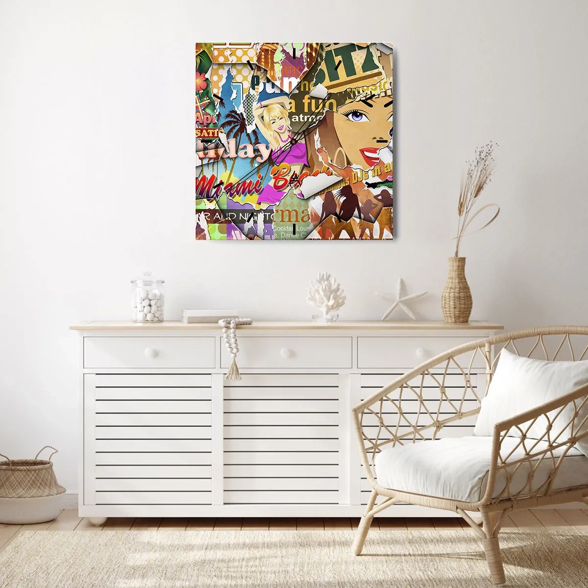 Wanduhr - Glasuhr - Sommer Rückblicke - 30x30 cm