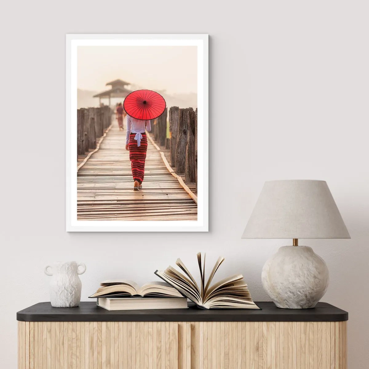 Poster in einem weißen Rahmen - Auf der alten Brücke - 50x70 cm