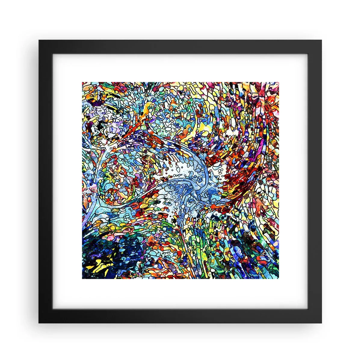 Poster in einem schwarzem Rahmen - Glasmalerei Wassertropfen - 30x30 cm