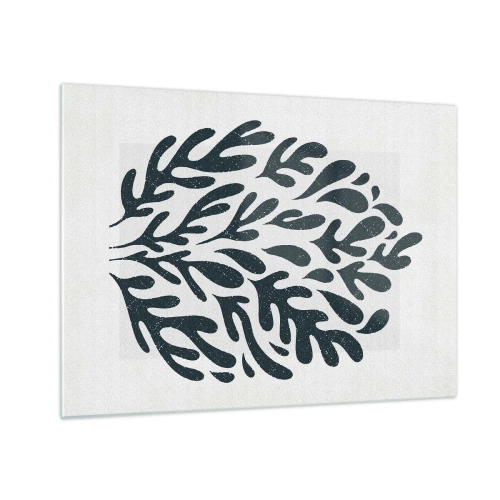 Glasbild - Bild auf glas - Schwarze organische Form auf weißem Hintergrund - 70x50cm - Formen der Natur - Moderne Wanddekoration für Wohnzimmer und Schlafzimmer ARTTOR