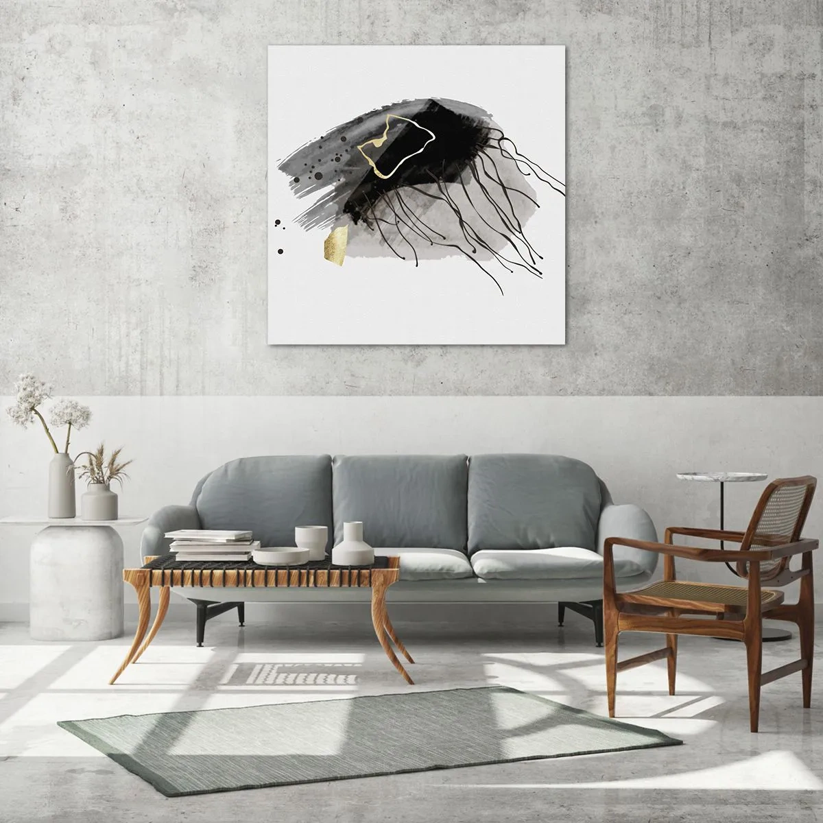 Glasbild - Bild auf glas - In Schwarz und Gold - 70x70 cm