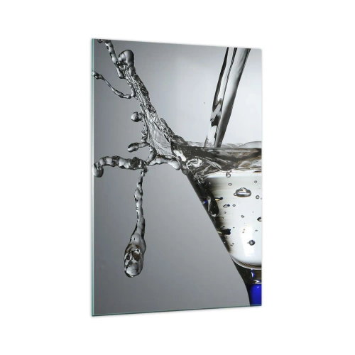 Glasbild - Bild auf glas - Martini-Glas mit dynamischem Wasserspritzer auf hellem Hintergrund. - 70x100cm - Am Rand der Tasse - Moderne Wanddekoration für Wohnzimmer und Schlafzimmer ARTTOR