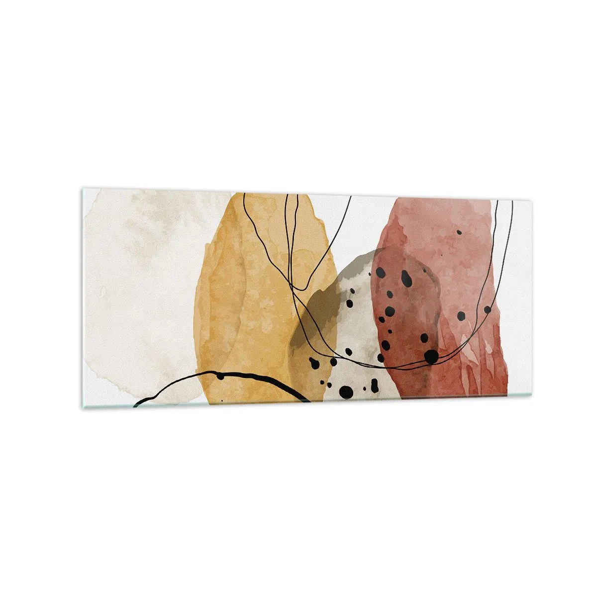 Glasbild - Bild auf glas - Abstrakte Flecken in Beige-, Gelb- und Rottönen - 120x50cm - Wie leichte, transparente Luft - Moderne Wanddekoration für Wohnzimmer und Schlafzimmer ARTTOR