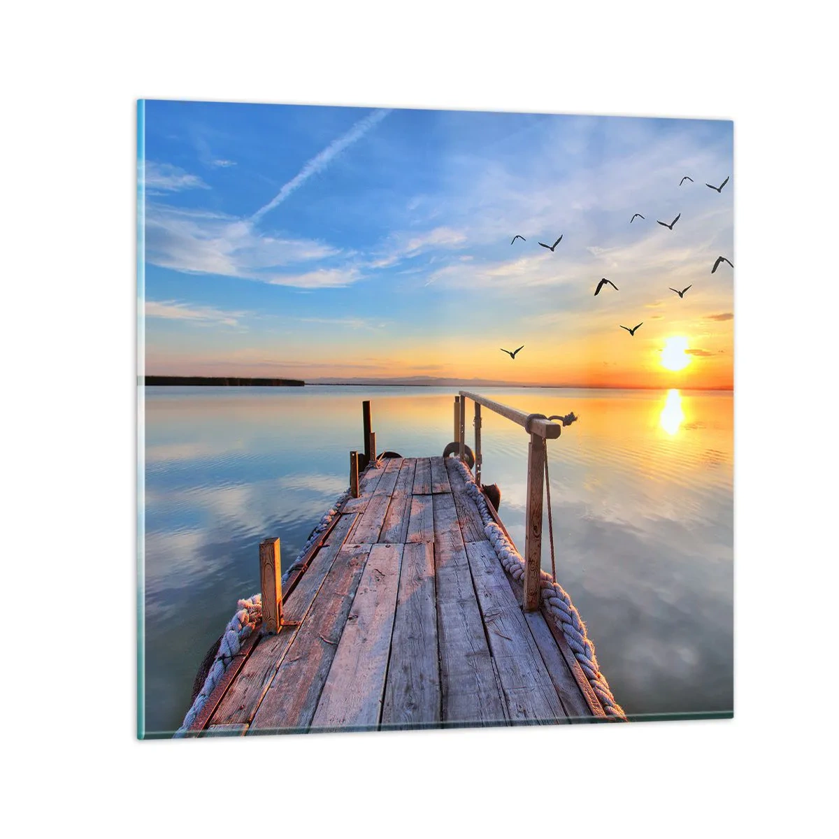 Glasbild - Bild auf glas - Lauf direkt der Sonne entgegen - 70x70 cm