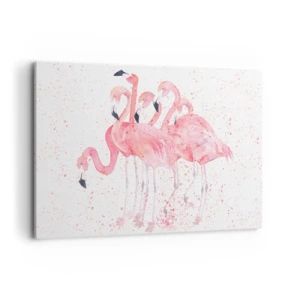 Bild auf Leinwand - Leinwandbild - Rosa Flamingos im künstlerischen Aquarellstil - 100x70cm - Rosa Ensemble - Moderne Wanddekoration für Wohnzimmer und Schlafzimmer ARTTOR