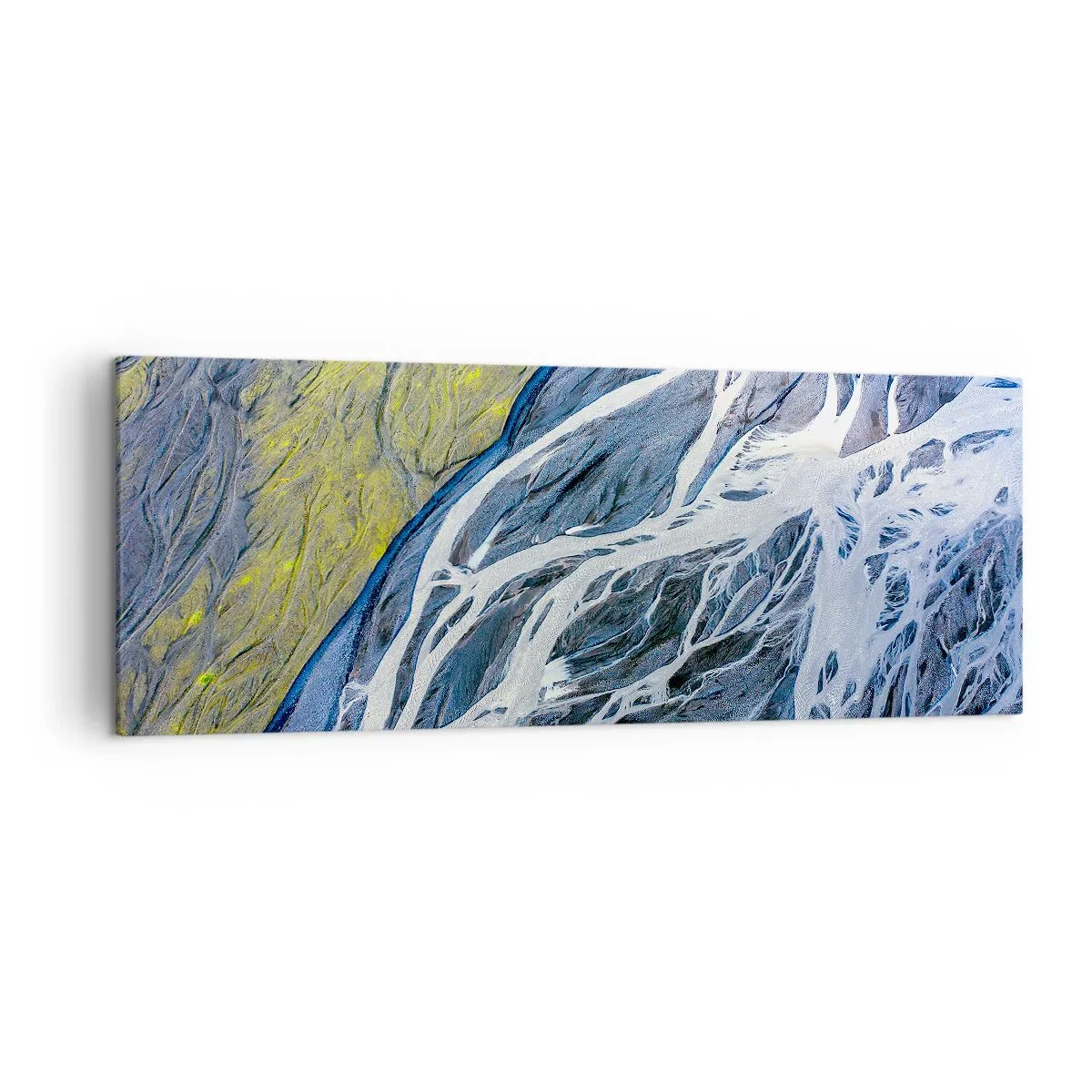 Bild auf Leinwand - Leinwandbild - Abstrakte Vogelperspektive auf mäandernde Flussbetten - 140x50cm - Felsmalereien der Natur - Moderne Wanddekoration für Wohnzimmer und Schlafzimmer ARTTOR