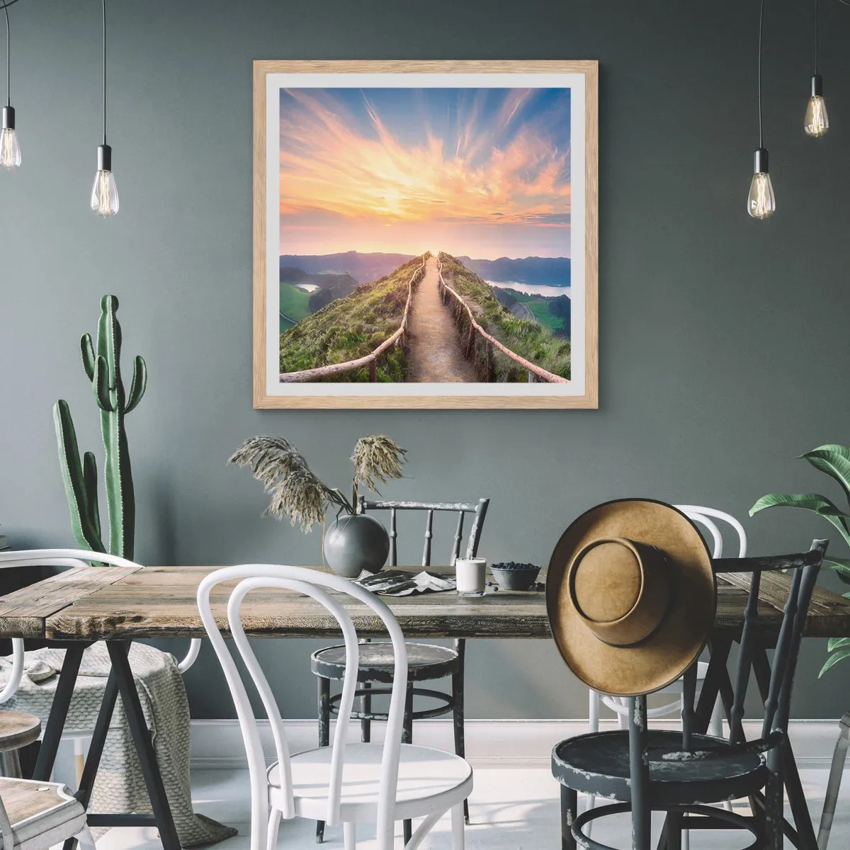 Poster in einem Rahmen aus heller Eiche - Nah am Himmel - 50x50 cm