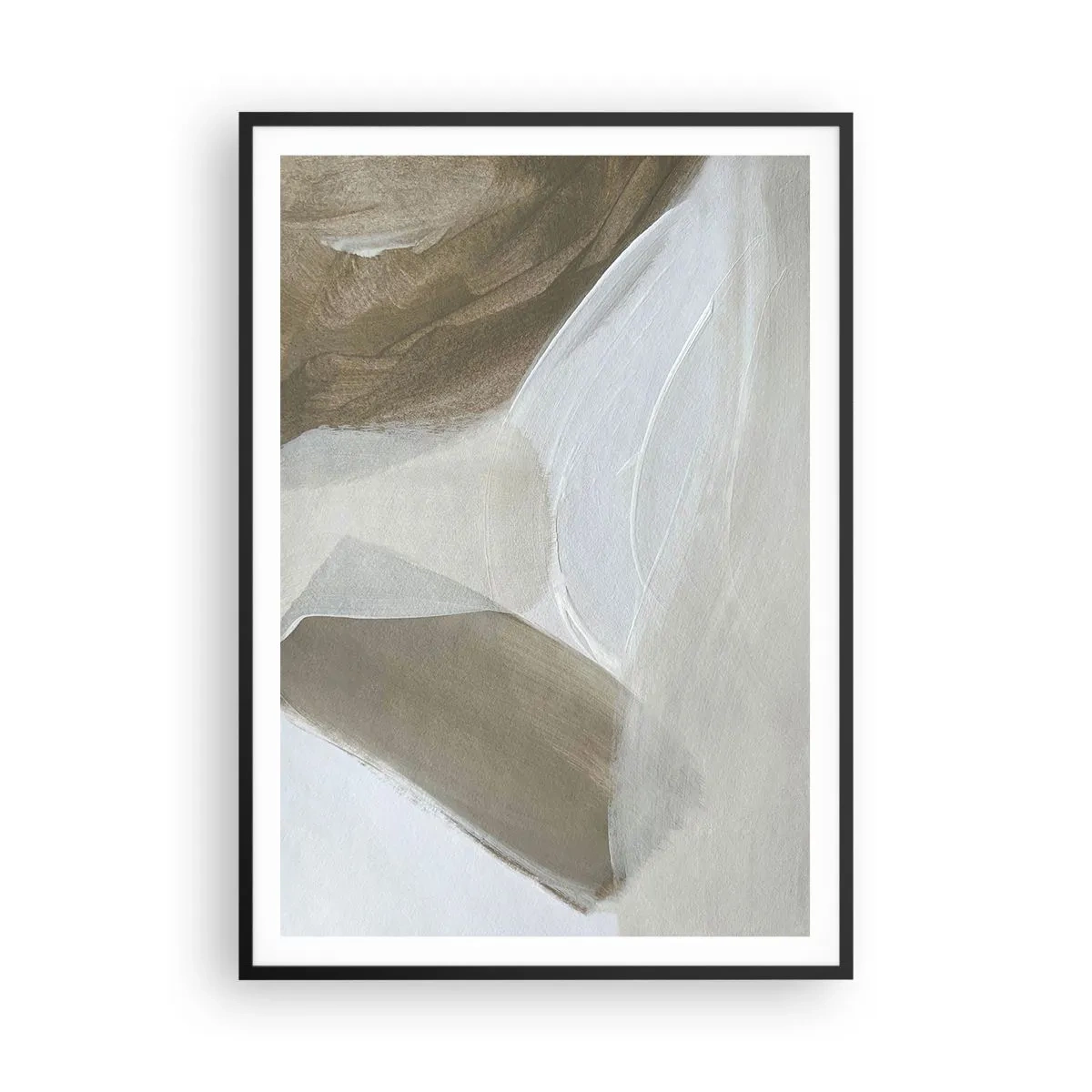 Poster in einem schwarzem Rahmen - Welle aus Weiß - 70x100 cm