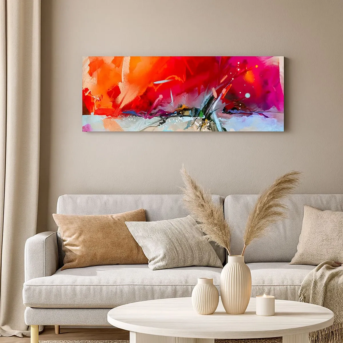 Bild auf Leinwand - Leinwandbild - Eine Explosion von Lichtern und Farben - 100x40 cm