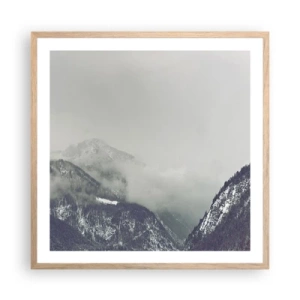 Poster in einem Rahmen aus heller Eiche - Nebliges Tal - 60x60 cm