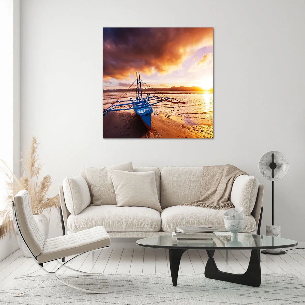 Glasbild - Bild auf glas - Nach einem Tag sich im Sand ausstrecken - 30x30 cm