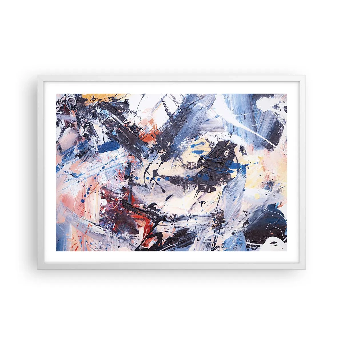 Poster in einem weißen Rahmen - Verrückter Tanz der Abstraktion - 70x50 cm