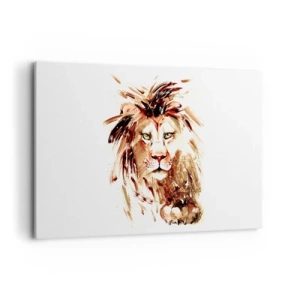 Bild auf Leinwand - Leinwandbild - Aquarellporträt eines Löwen mit intensiven Details - 120x80cm - Stärke und Würde - Moderne Wanddekoration für Wohnzimmer und Schlafzimmer ARTTOR
