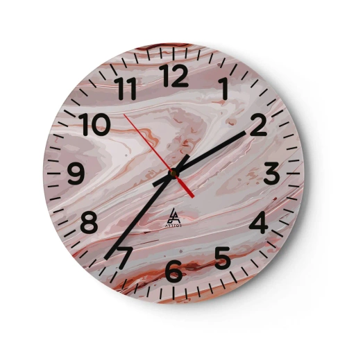 Wanduhr - Glasuhr - Rosa Flüssigkeit - 40x40 cm