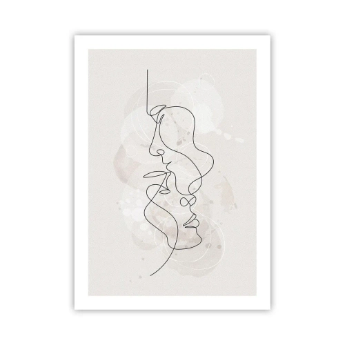 Poster - Minimalistische Gesichtskunst mit einer einzigen Linie - 50x70cm - Verstrickt in eine Umarmung - Moderne Wanddekoration für Wohnzimmer und Schlafzimmer ARTTOR