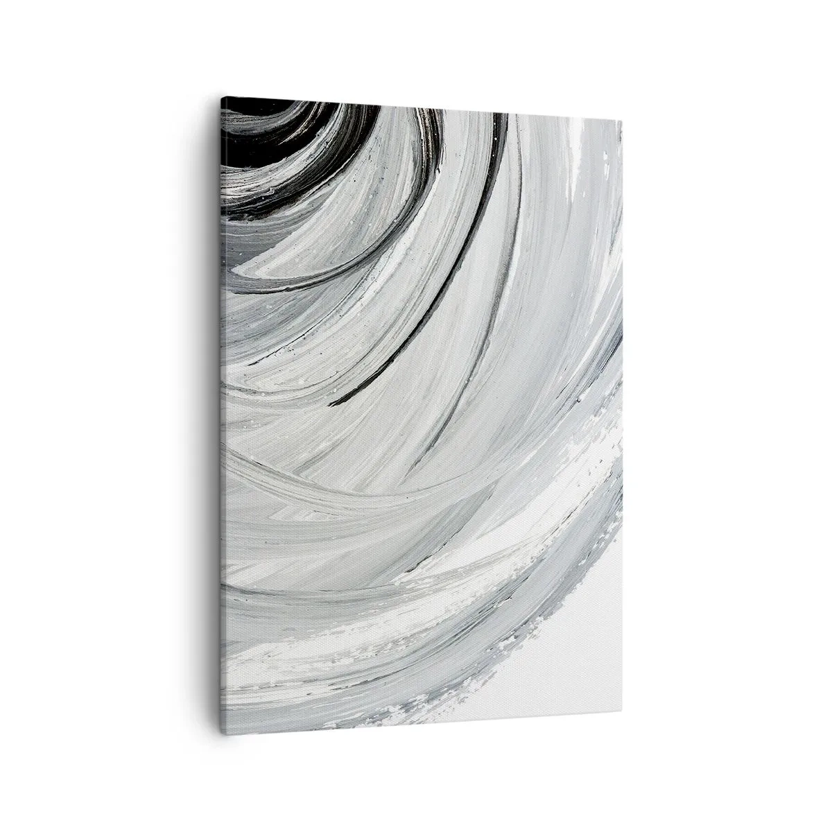 Bild auf Leinwand - Leinwandbild - Ein monochromer Wirbel in Grau- und Schwarztönen - 50x70cm - Orbitale Komposition - Moderne Wanddekoration für Wohnzimmer und Schlafzimmer ARTTOR
