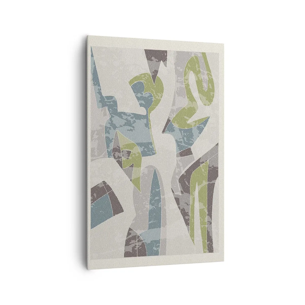 Bild auf Leinwand - Leinwandbild - Abstrakte Formen in Grün und Blau auf hellem Hintergrund - 80x120cm - Komposition hinter dem Glas - Moderne Wanddekoration für Wohnzimmer und Schlafzimmer ARTTOR