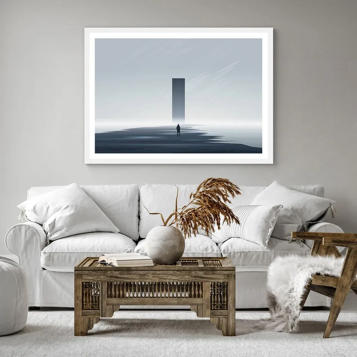 Poster in einem weißen Rahmen - Chance oder Bedrohung? - 91x61 cm