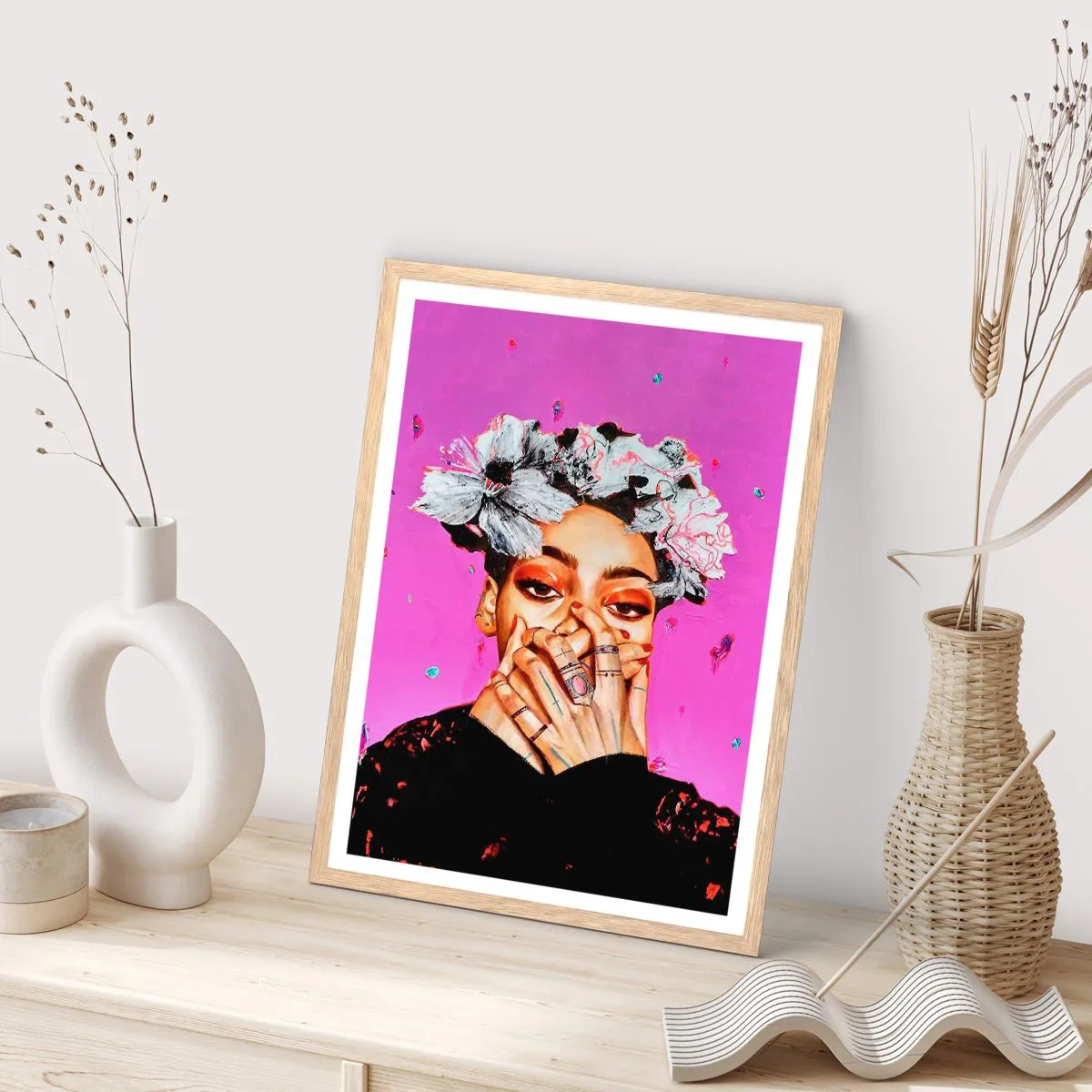 Poster in einem Rahmen aus heller Eiche - Bisschen verrückt - 61x91 cm