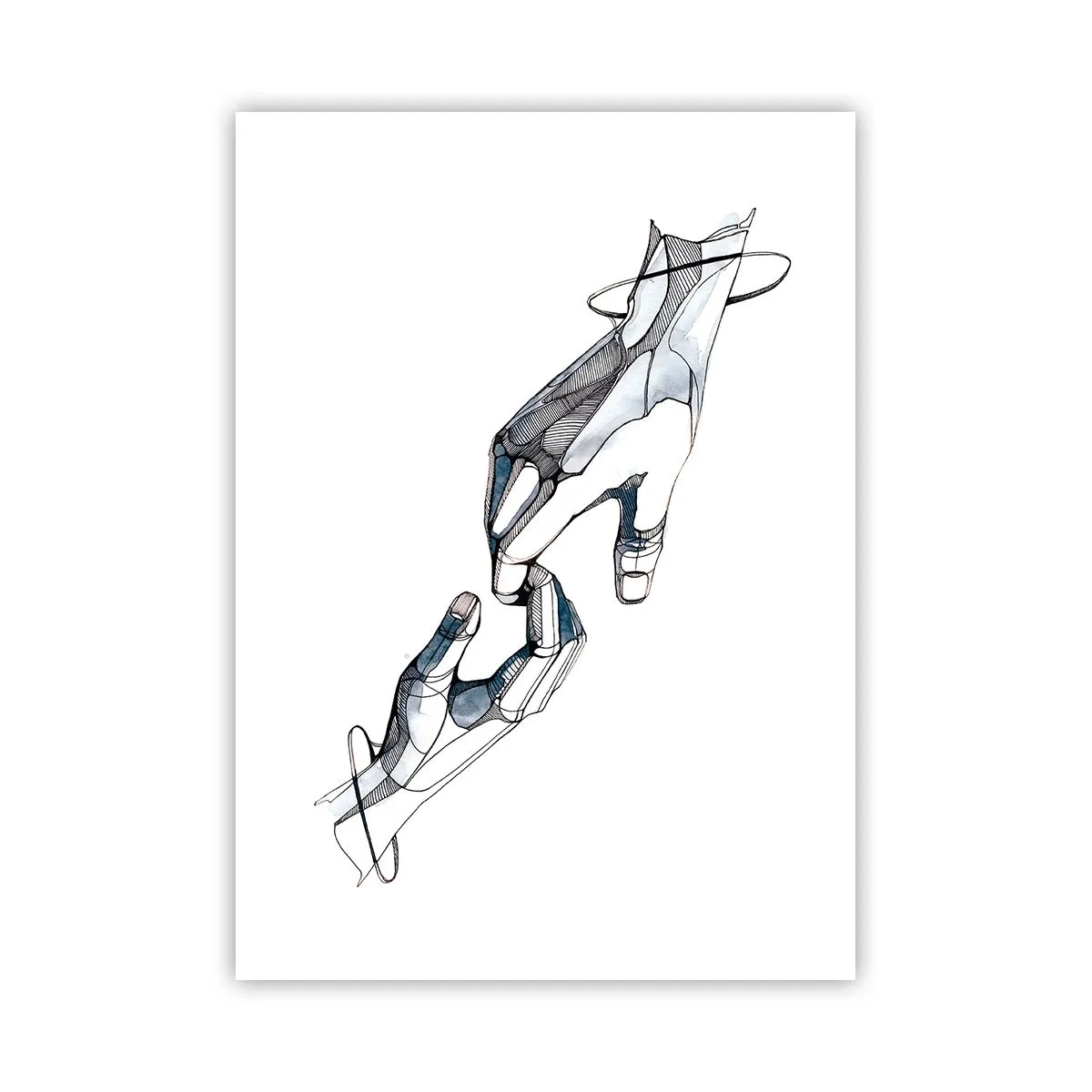 Poster - Abstrakte Hände in einer künstlerischen Komposition aus Linien und Farben - 50x70cm - Eine gute Geste - Moderne Wanddekoration für Wohnzimmer und Schlafzimmer ARTTOR