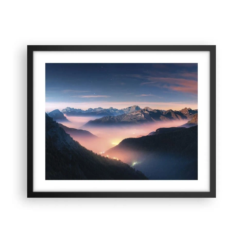 Poster in einem schwarzem Rahmen - Licht in den Tälern - 50x40 cm