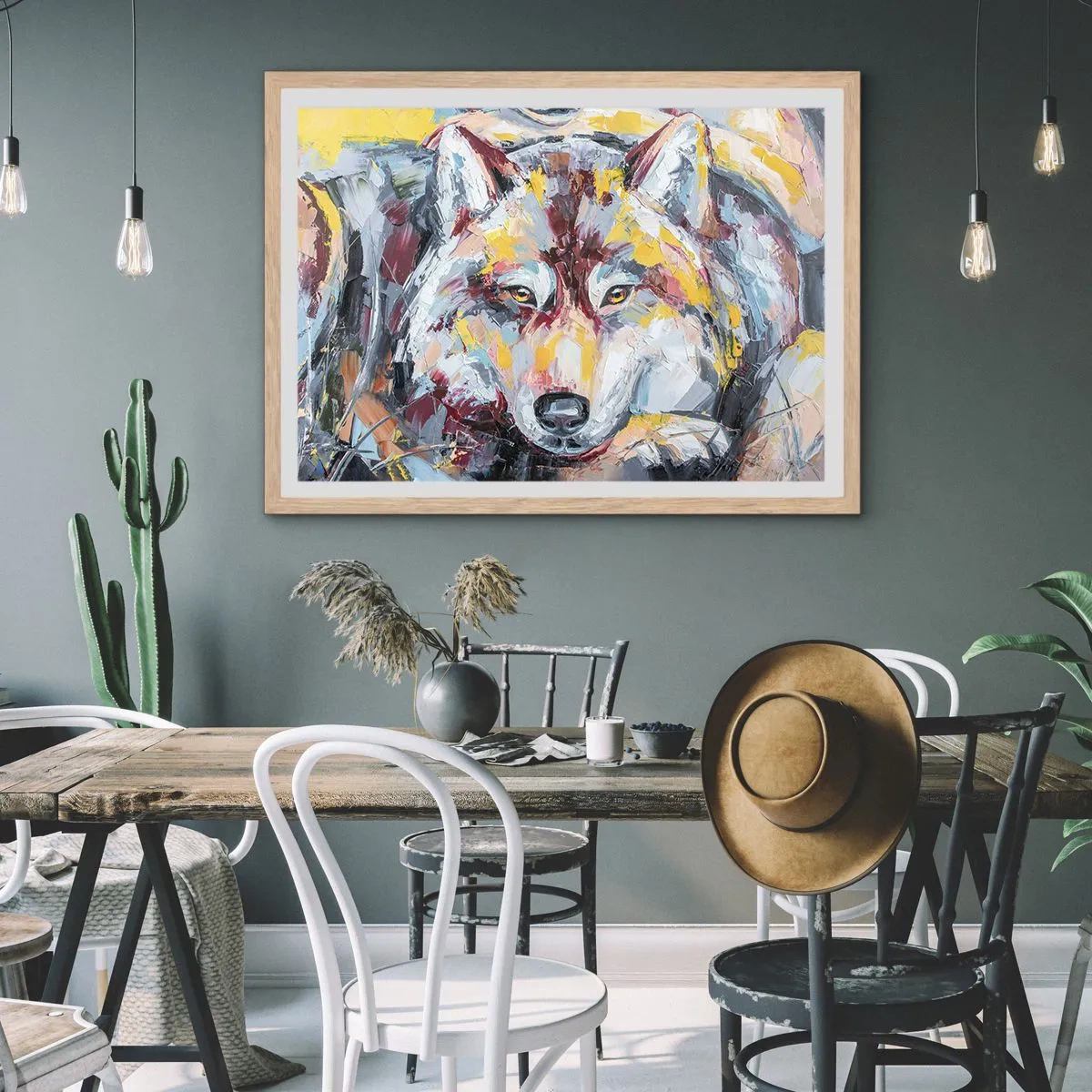 Poster in einem Rahmen aus heller Eiche - Seelenfrieden unter den Lieben - 40x30 cm
