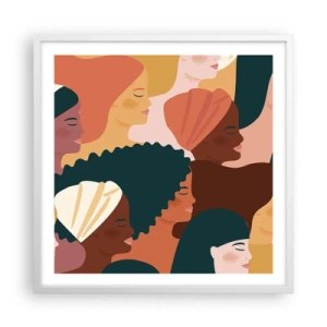 Poster in einem weißen Rahmen - Nur Weiblichkeit - 60x60 cm