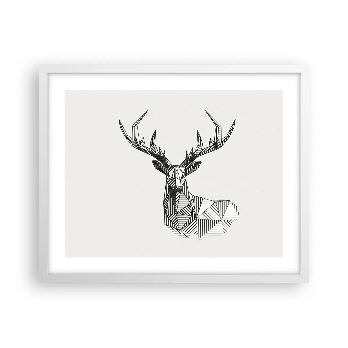 Poster in einem weißen Rahmen - Ein Hirsch im kubistischen Stil - 50x40 cm