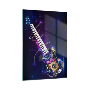 Glasbild - Bild auf glas - Bunte Musikkomposition mit Instrumenten und Noten - 50x70cm - Und alles ist gut - Moderne Wanddekoration für Wohnzimmer und Schlafzimmer ARTTOR