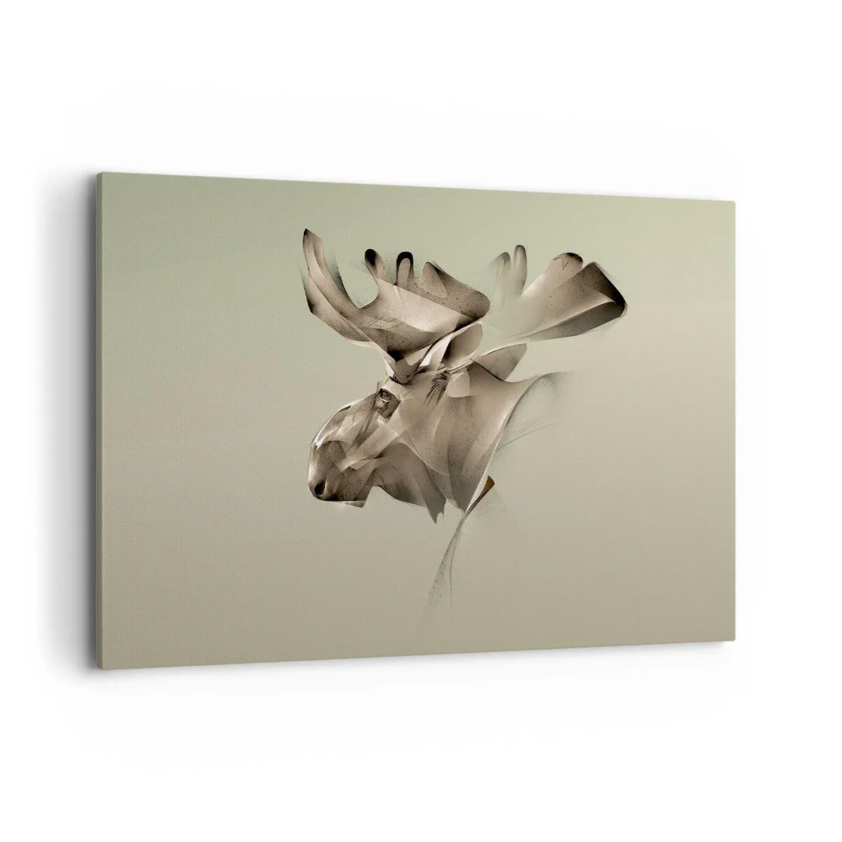 Bild auf Leinwand - Leinwandbild - Ein abstraktes Bild eines Elches auf einem minimalistischen Hintergrund - 120x80cm - Die sanfte Kraft des Friedens - Moderne Wanddekoration für Wohnzimmer und Schlafzimmer ARTTOR