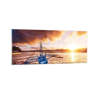 Glasbild - Bild auf glas - Nach einem Tag sich im Sand ausstrecken - 100x40 cm