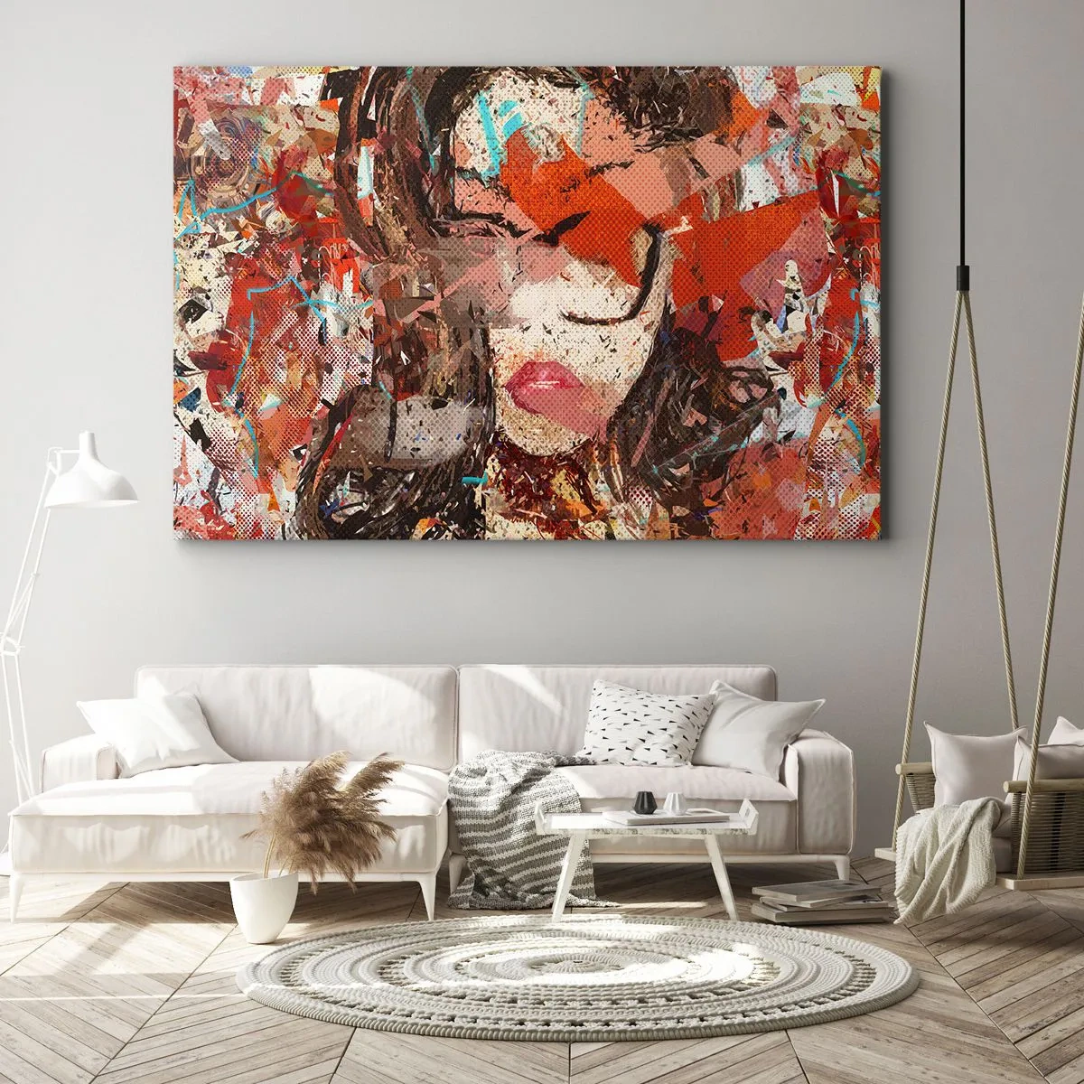 Bild auf Leinwand - Leinwandbild - Abstraktes Frauenporträt in intensiven Farben - 100x70cm - Niemand weiß, was du wirklich bist - Moderne Wanddekoration für Wohnzimmer und Schlafzimmer ARTTOR